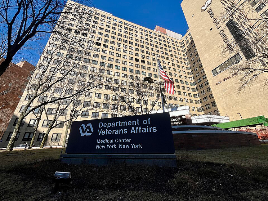 Outside of the Manhattan VA Medical Center.